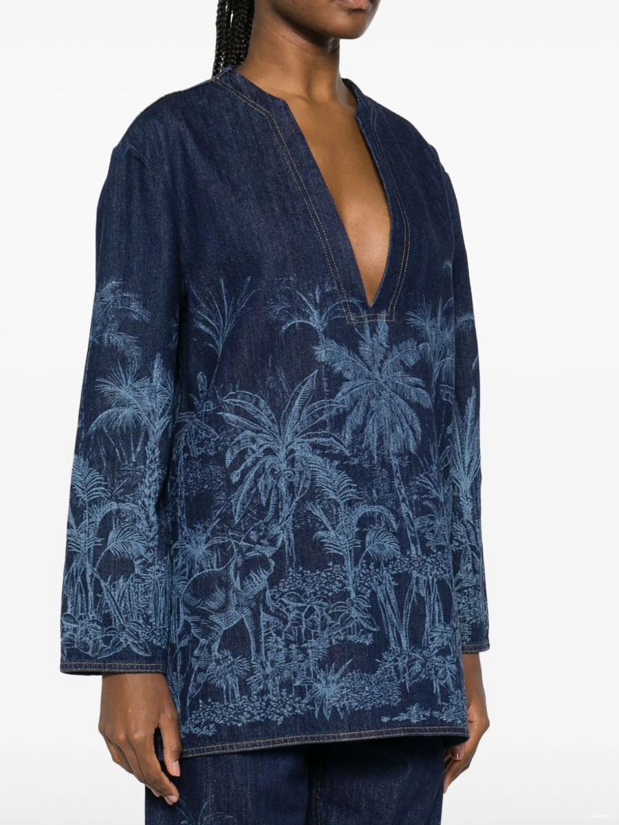 Cheap Jouy Toile Alanui denim Jungle tunic de Women 0822